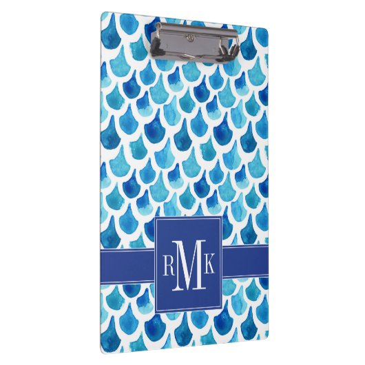 Blauw Waterverf - Schaalpatroon Klembord (Rechts)