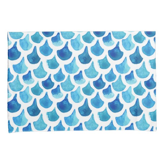 Blauw Waterverf - Schaalpatroon Kussensloop (Voorkant-Rechts)