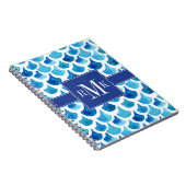 Blauw Waterverf - Schaalpatroon Notitieboek (Rechterzijde)