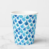 Blauw Waterverf - Schaalpatroon Papieren Bekers (Voorkant)