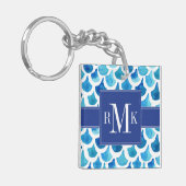 Blauw Waterverf - Schaalpatroon Sleutelhanger (Voorkant Links)