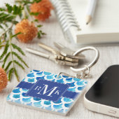 Blauw Waterverf - Schaalpatroon Sleutelhanger (Voorkant Rechts)