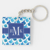 Blauw Waterverf - Schaalpatroon Sleutelhanger (Achterkant)