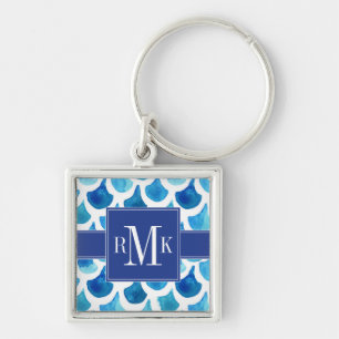 Blauw Waterverf - Schaalpatroon Sleutelhanger