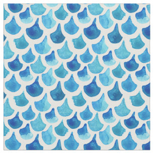 Blauw Waterverf - Schaalpatroon Stof