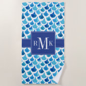 Blauw Waterverf - Schaalpatroon Strandlaken (Voorkant)