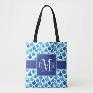 Blauw Waterverf - Schaalpatroon Tote Bag