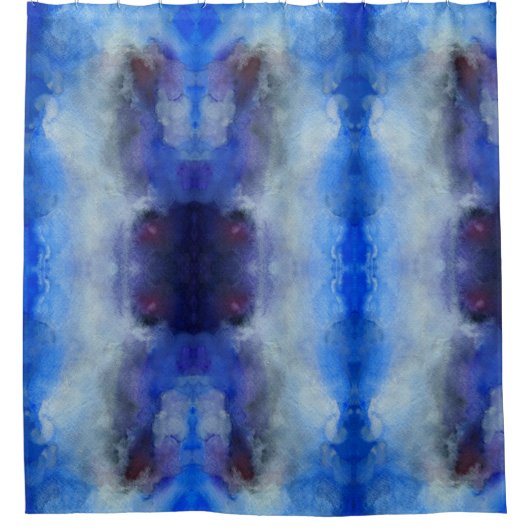 Blauw Waterverf Shower Curtain Douchegordijn (Voorkant)