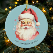 Blauw  Waterverf Sinterklaas Kerstmis Keramisch Ornament