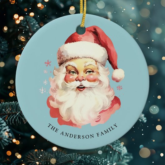 Blauw  Waterverf Sinterklaas Kerstmis Keramisch Ornament