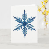 Blauw Waterverf Sneeuwvlok Kaart (Gele Bloem)