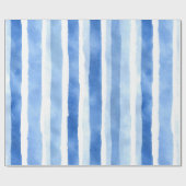 Blauw Waterverf Streep Cadeaupapier (Vlak)