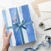 Blauw Waterverf Streep Cadeaupapier