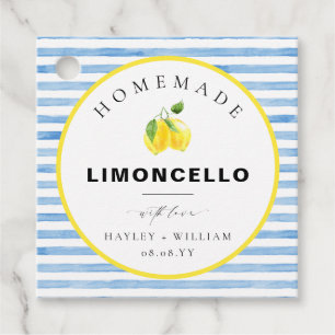 Blauw Waterverf Streep Limoncello Bedankjes Labels