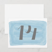 Blauw Waterverf tabelnummer Briefkaart (Voorkant / Achterkant)