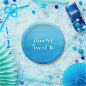 Blauw Waterverf Tropisch Zee van de Beach Papieren Bordje (Feest)