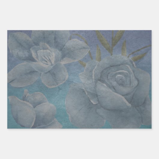 Blauw Waterverf ventilator textiel ontkoppelingson Inpakpapier Vel (Voorkant 3)