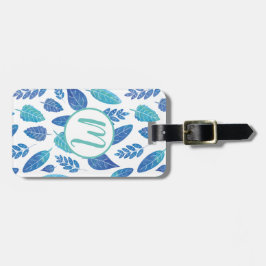 Blauw Waterverf verliest patroon Bagagelabel