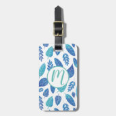 Blauw Waterverf verliest patroon Bagagelabel (Voorkant verticaal)