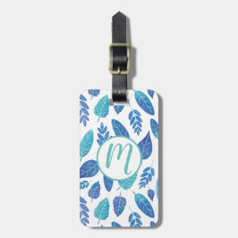 Blauw Waterverf verliest patroon Bagagelabel