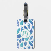 Blauw Waterverf verliest patroon Bagagelabel (Achterkant verticaal)