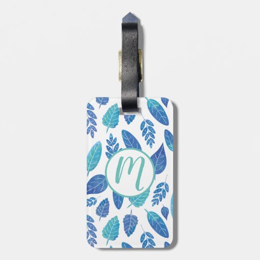 Blauw Waterverf verliest patroon Bagagelabel (Achterkant verticaal)