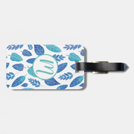 Blauw Waterverf verliest patroon Bagagelabel (Achterkant horizontaal)