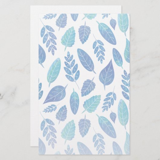 Blauw Waterverf verliest patroon Briefpapier (Voorkant / Achterkant)