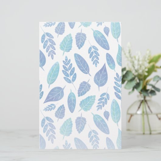 Blauw Waterverf verliest patroon Briefpapier (Staand voorkant)