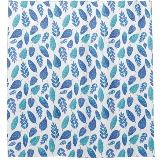 Blauw Waterverf verliest patroon Douchegordijn (Voorkant)