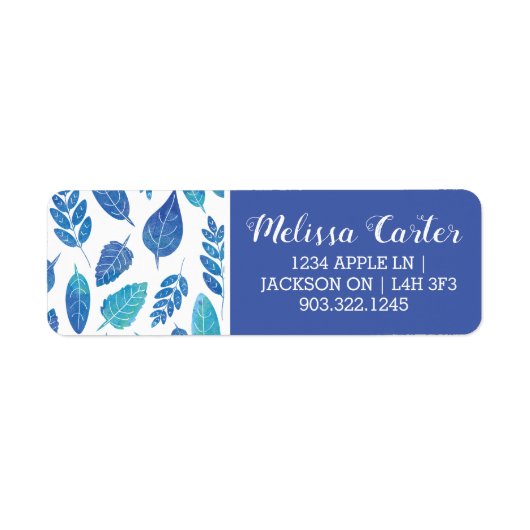 Blauw Waterverf verliest patroon Etiket (Voorkant)