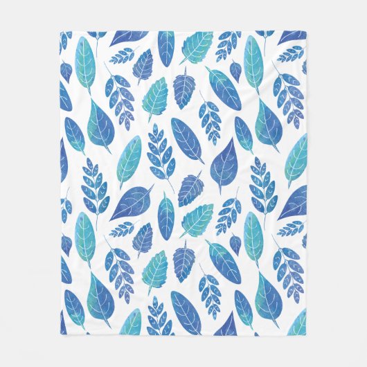 Blauw Waterverf verliest patroon Fleece Deken (Voorkant)