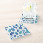 Blauw Waterverf verliest patroon Glazen Onderzetter (Schuin)