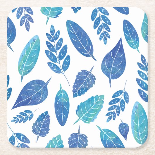 Blauw Waterverf verliest patroon Kartonnen Onderzetters (Voorkant)