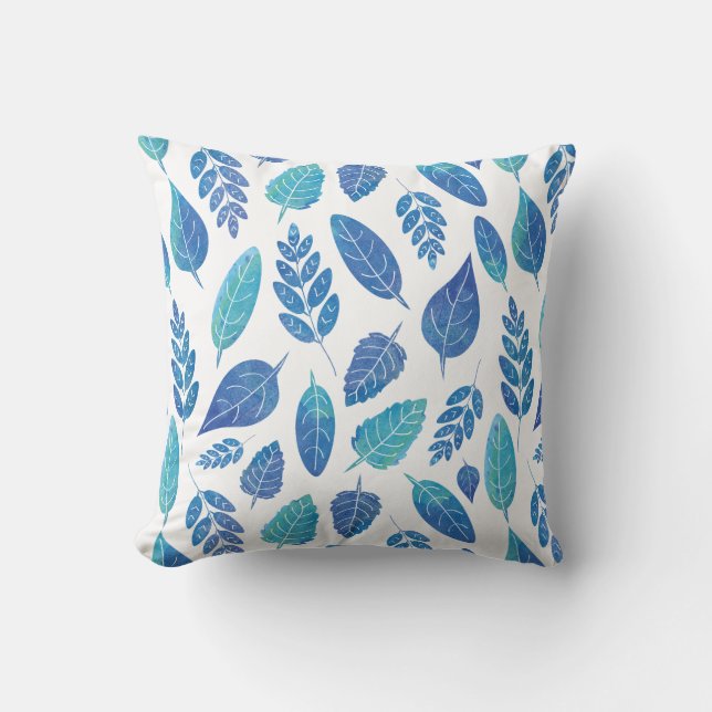 Blauw Waterverf verliest patroon Kussen (Voorkant)