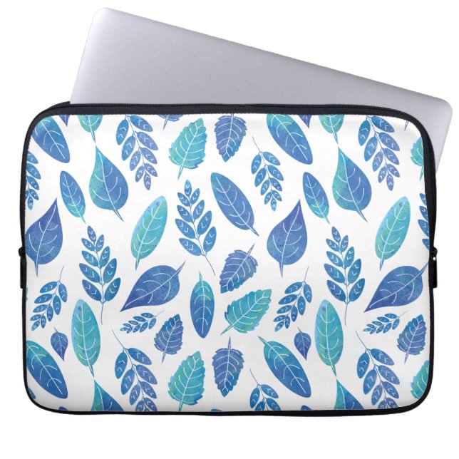 Blauw Waterverf verliest patroon Laptop Sleeve (Voorkant)