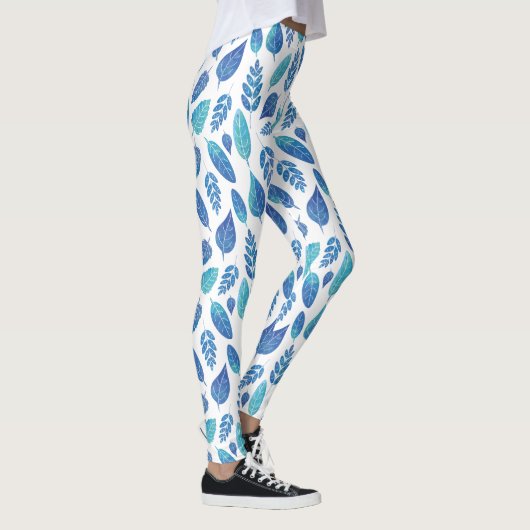 Blauw Waterverf verliest patroon Leggings (Rechts)