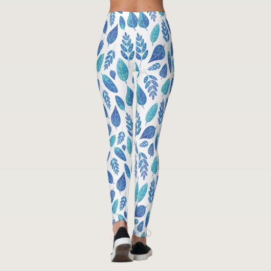 Blauw Waterverf verliest patroon Leggings (Achterkant)