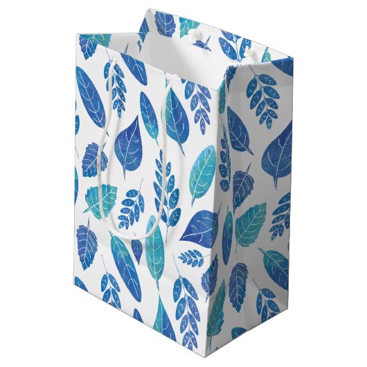 Blauw Waterverf verliest patroon Medium Cadeauzakje (Achterkant Gekanteld)