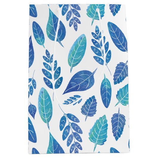 Blauw Waterverf verliest patroon Medium Cadeauzakje (Voorkant)