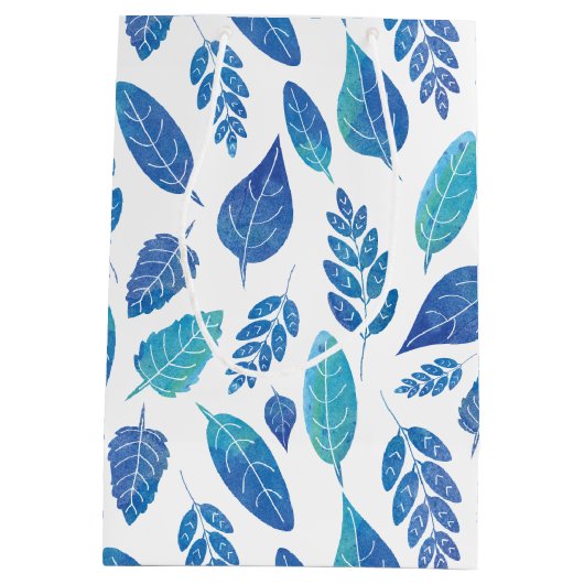 Blauw Waterverf verliest patroon Medium Cadeauzakje (Achterkant)