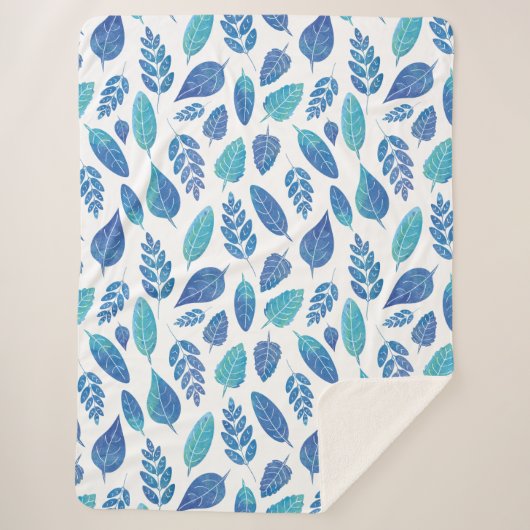 Blauw Waterverf verliest patroon Sherpa Deken (Voorkant)