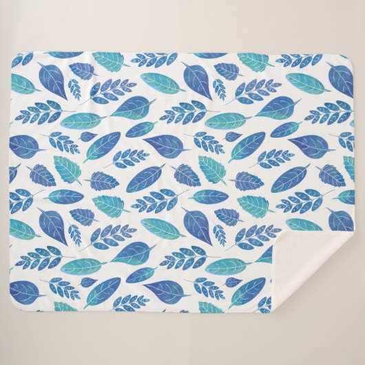 Blauw Waterverf verliest patroon Sherpa Deken (Voorkant (horizontaal))