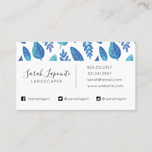 Blauw Waterverf verliest patroon Visitekaartje (Achterkant)