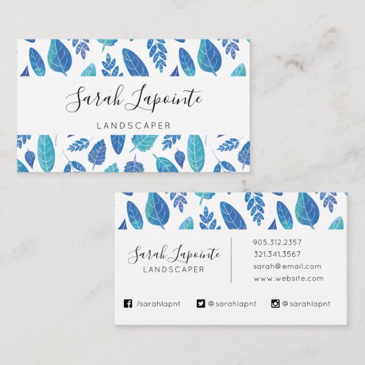 Blauw Waterverf verliest patroon Visitekaartje (Voorkant / Achterkant)