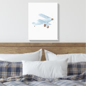  blauw Waterverf-vliegtuig Canvas Afdruk (Insitu (Slaapkamer))