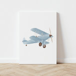 blauw Waterverf-vliegtuig Canvas Afdruk<br><div class="desc">Deze  waterverf biplane print is een mooie manier om je kleuterkamer,  kinder kamer of elke ruimte met een reisthema te versieren.</div>