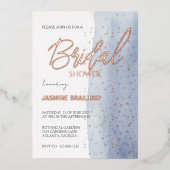 Blauw Waterverf Wash Vrijgezellenfeest Sparkle Folie Uitnodiging (Voorkant)