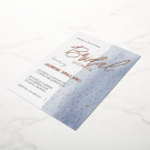 Blauw Waterverf Wash Vrijgezellenfeest Sparkle Folie Uitnodiging (Gedraaid)