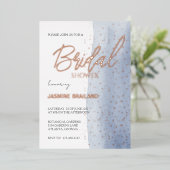 Blauw Waterverf Wash Vrijgezellenfeest Sparkle Folie Uitnodiging (Staand Voorkant)